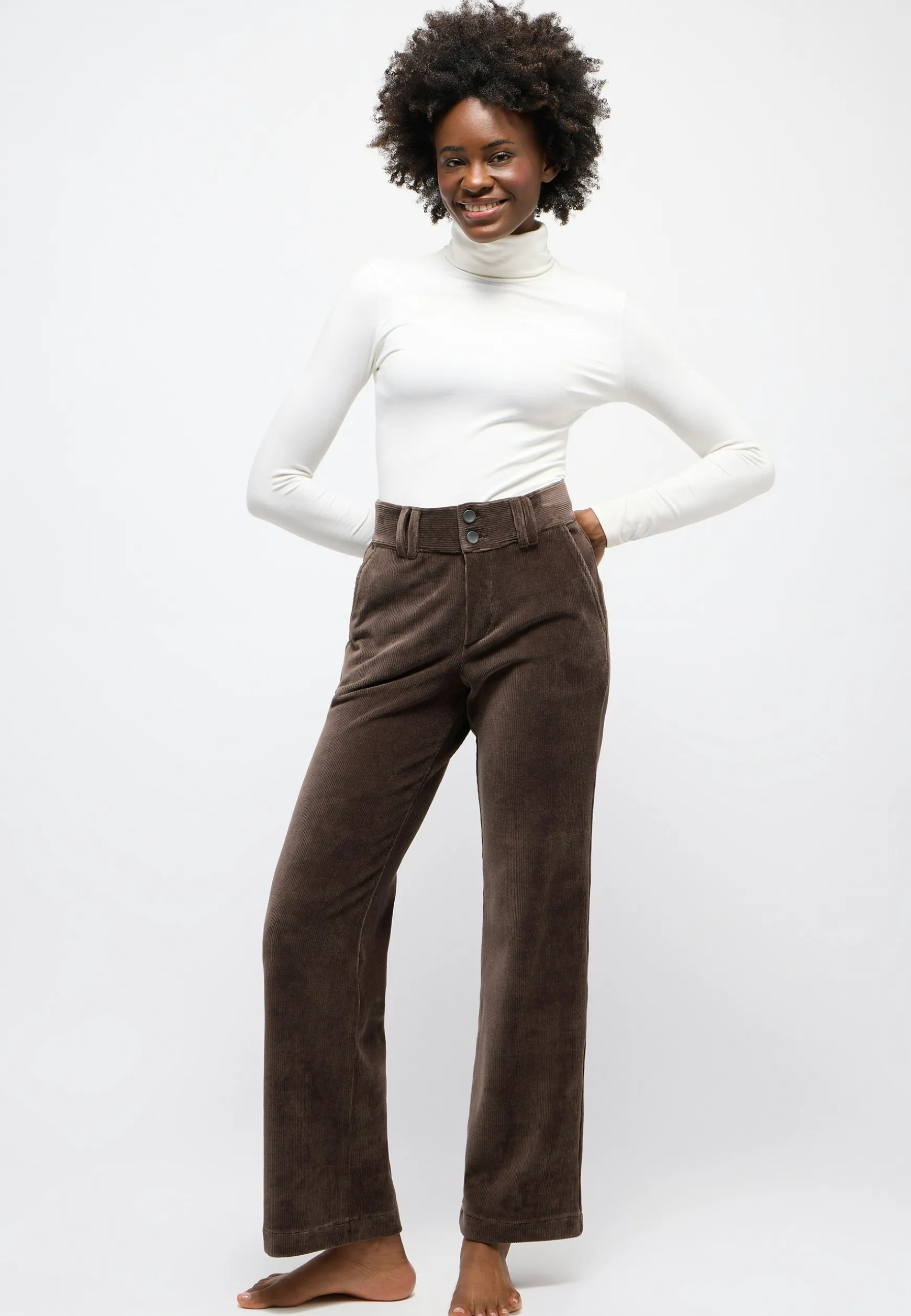 Cordhose Button Wide Legs