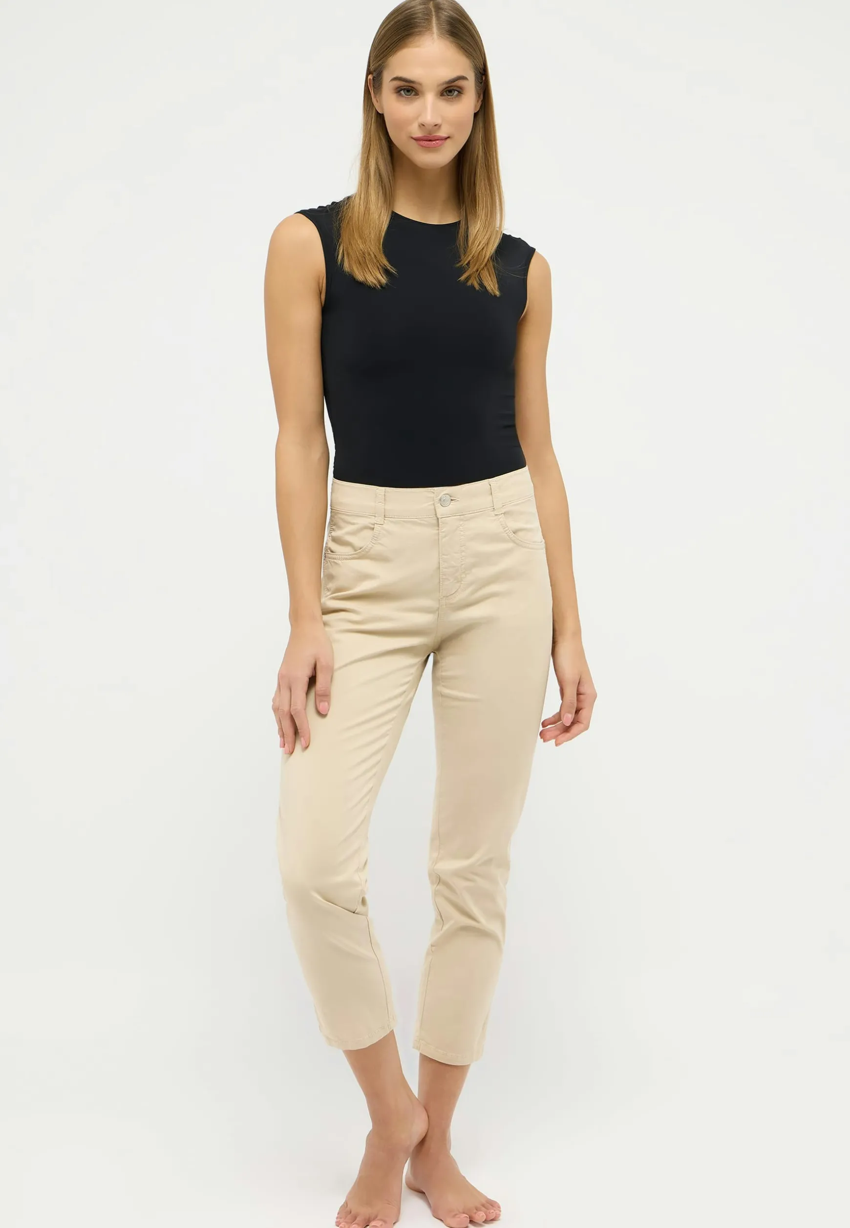 Hose Cici Crop Slit im Uni-Design