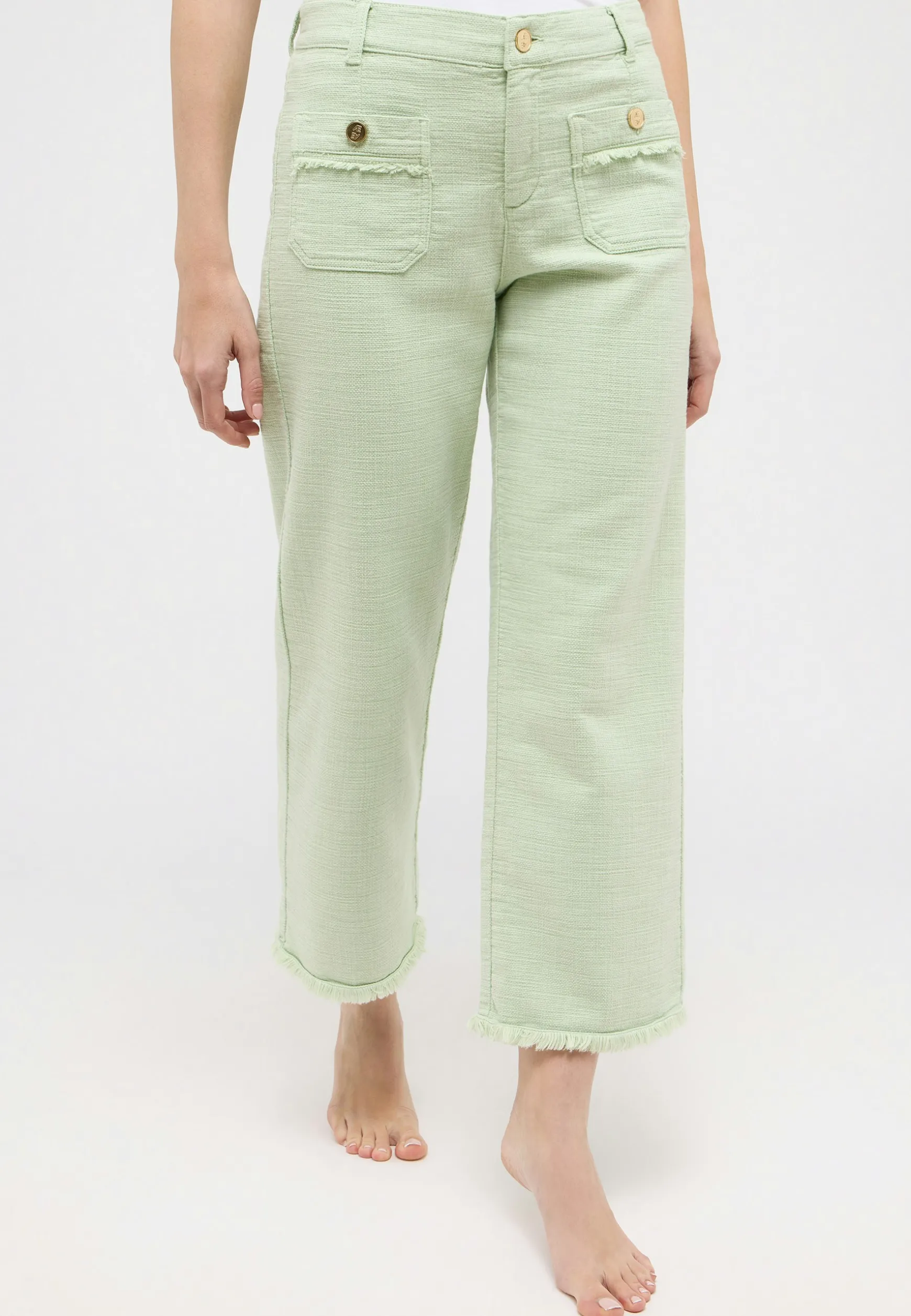 Hose Pocket Culotte mit Fringe-Saum