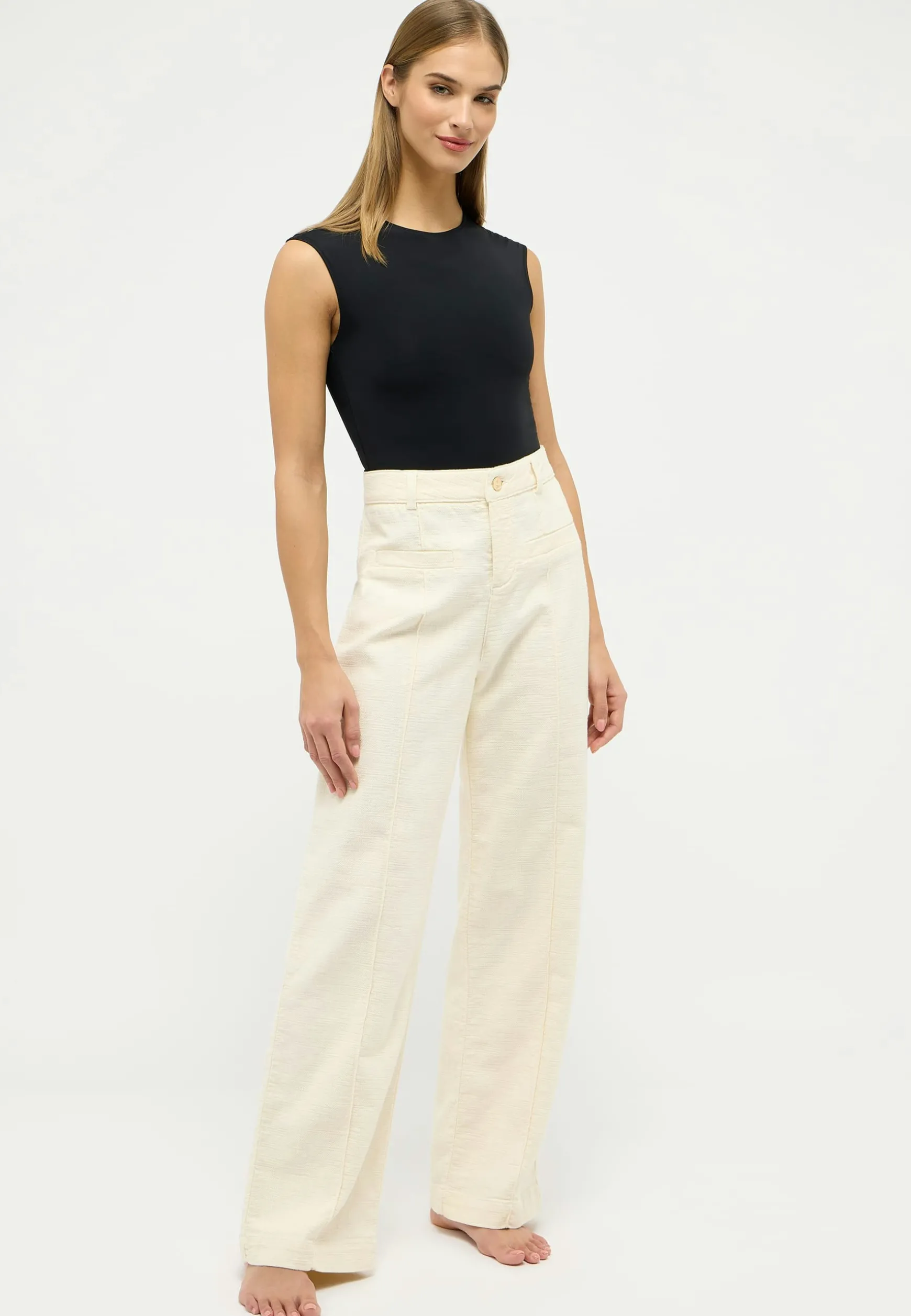 Hose Pocket Wide Legs mit Front-Naht