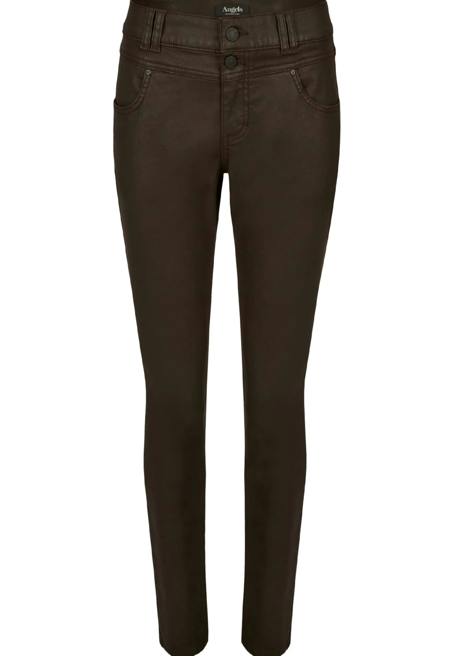Hose Skinny Button mit Lederoptik