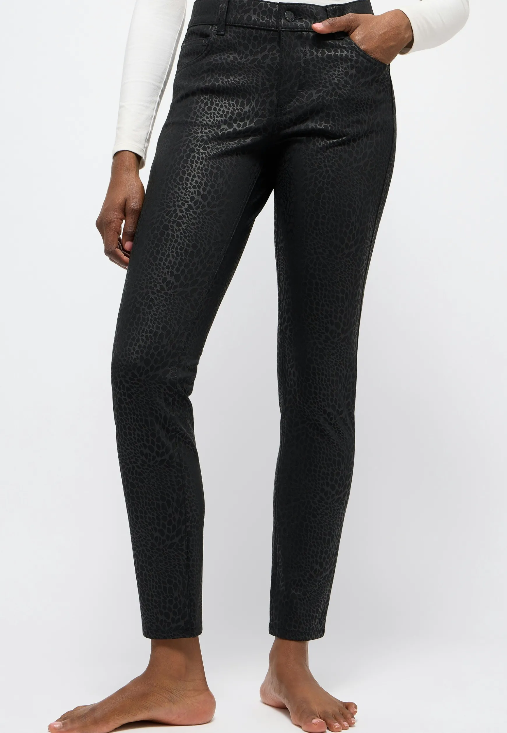Hose Skinny mit Coating Muster