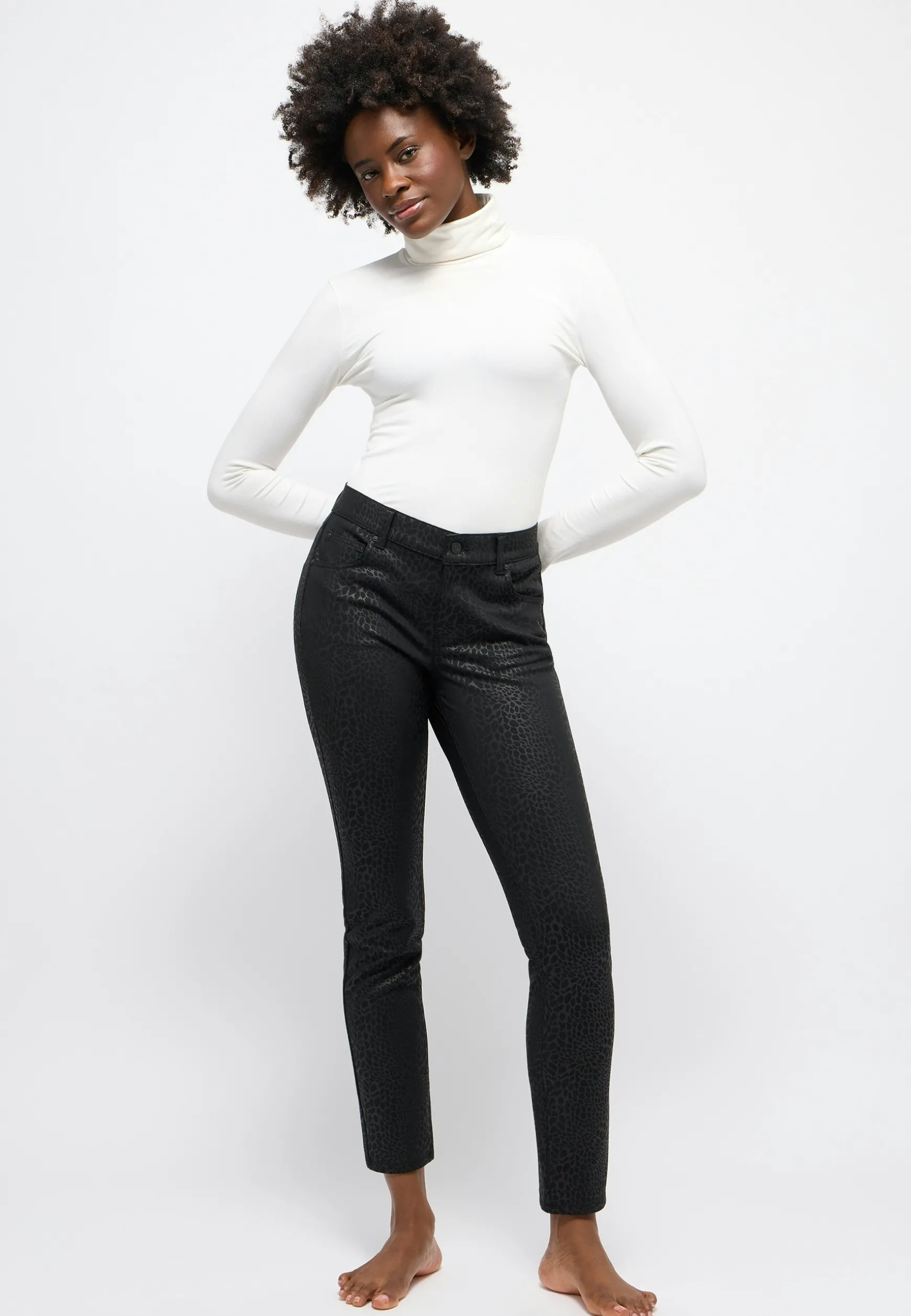 Hose Skinny mit Coating Muster