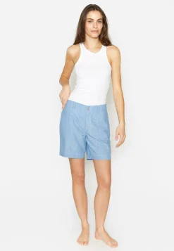 Hose Wide Leg Short mit Leinenoptik