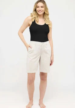 Hose Wide Leg Short mit Leinenoptik