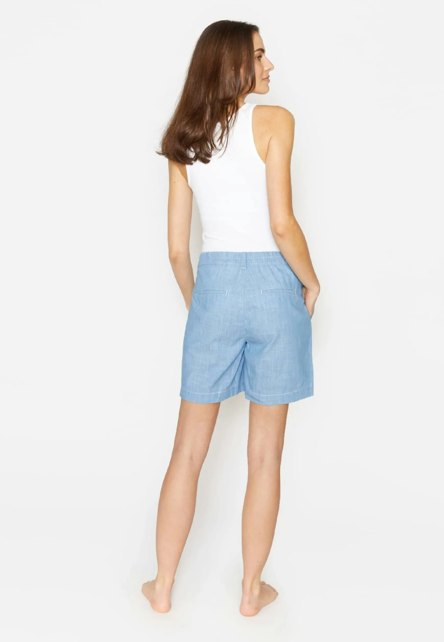 Hose Wide Leg Short mit Leinenoptik