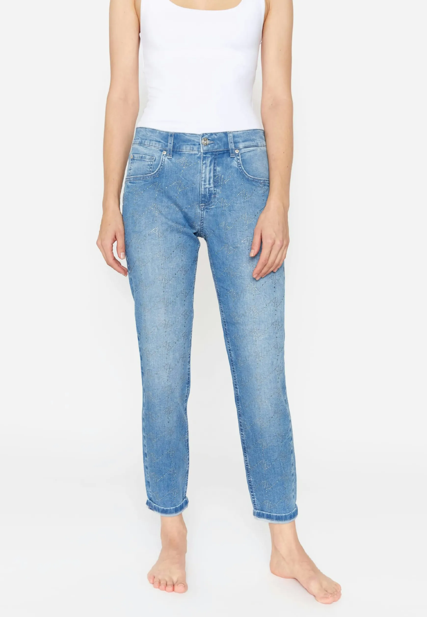 Jeans Boyfriend mit Glitzersteinen