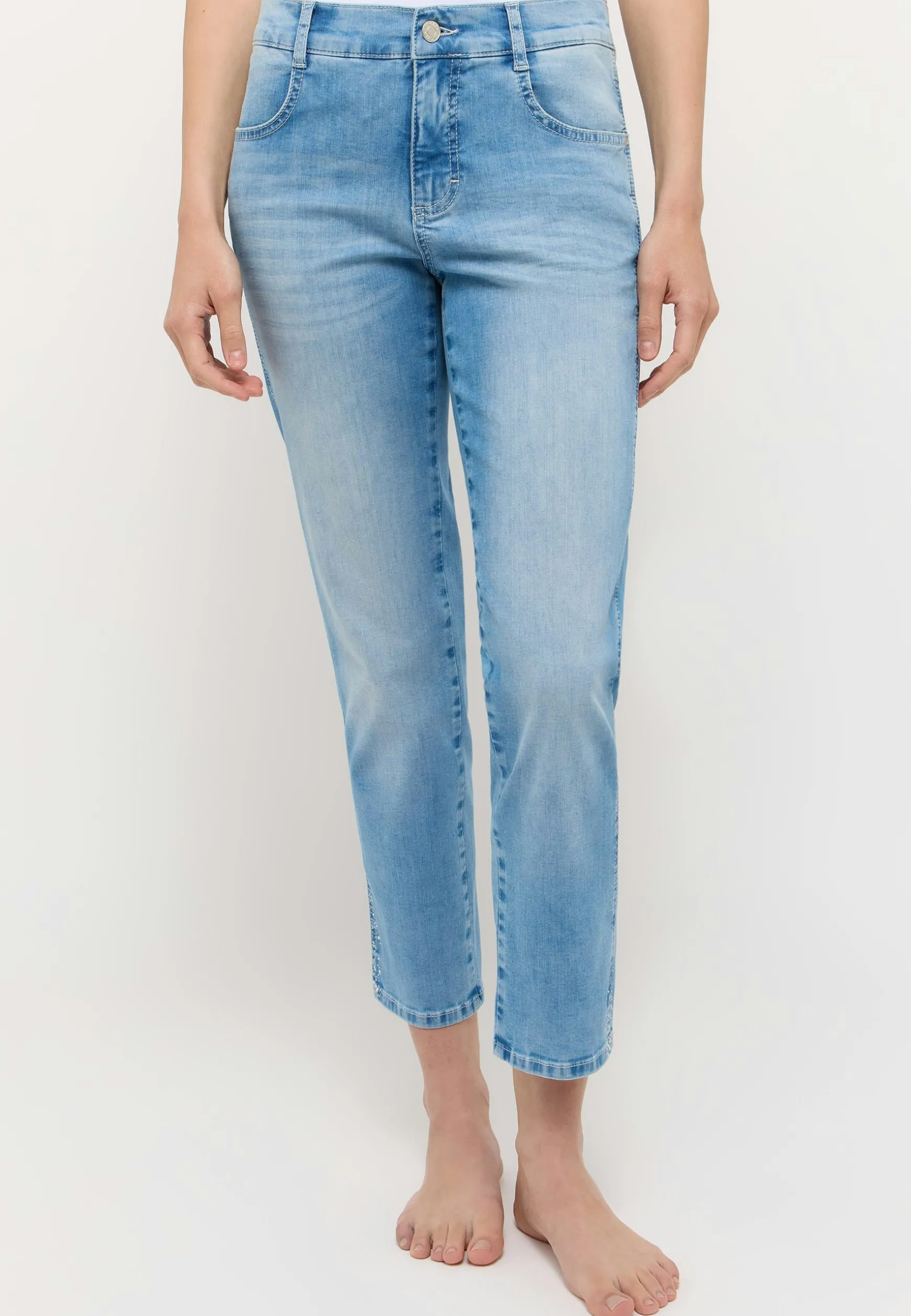 Jeans Cici Crop Slit Sparkle mit Strass