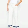 Jeans Cropped Culotte mit Batik-Print