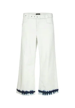 Jeans Cropped Culotte mit Batik-Print