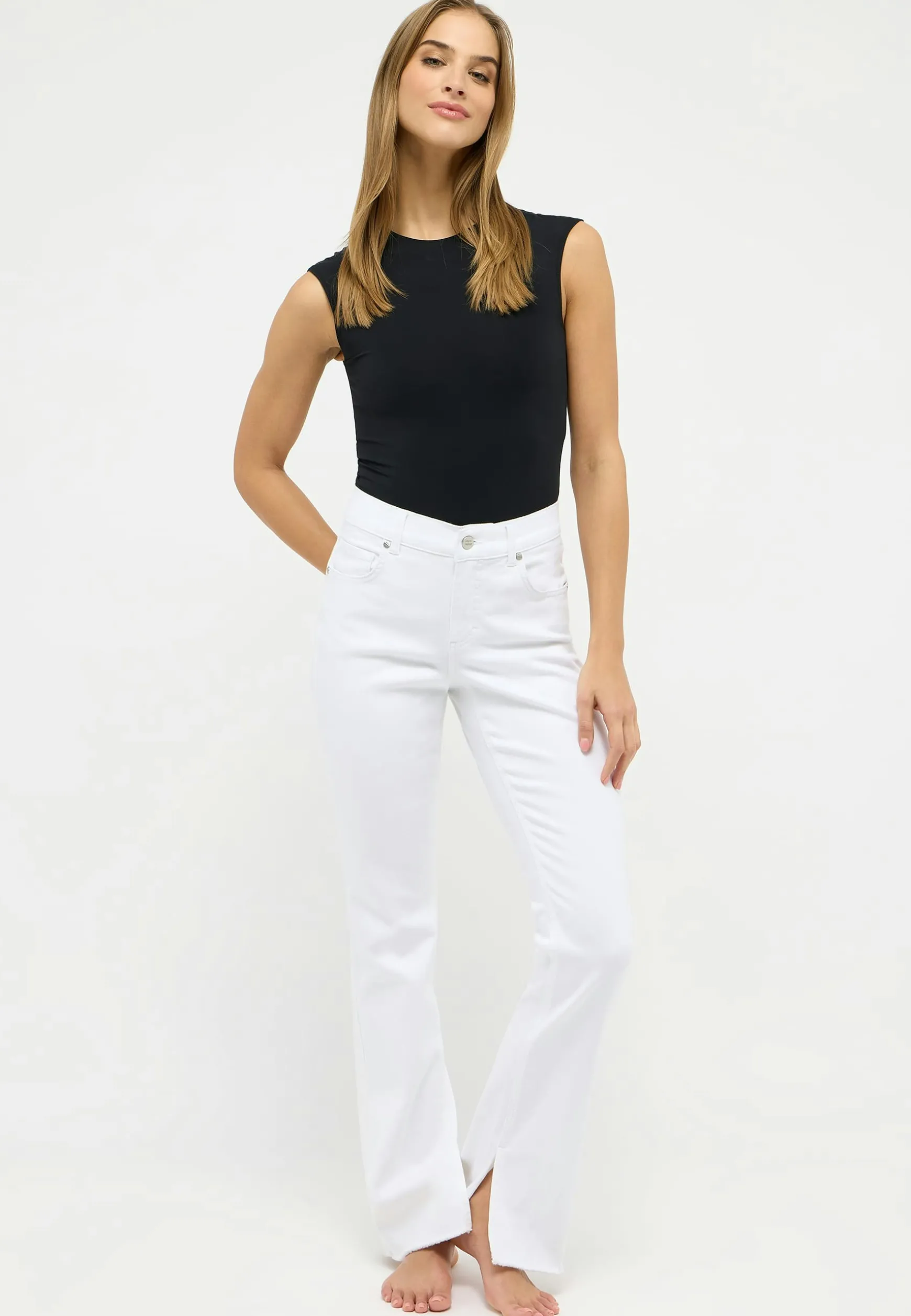 Jeans Leni Slit Fringe mit Saum-Schlitz