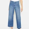 Jeans Linn Stitch Flower mit Blumenstickerei