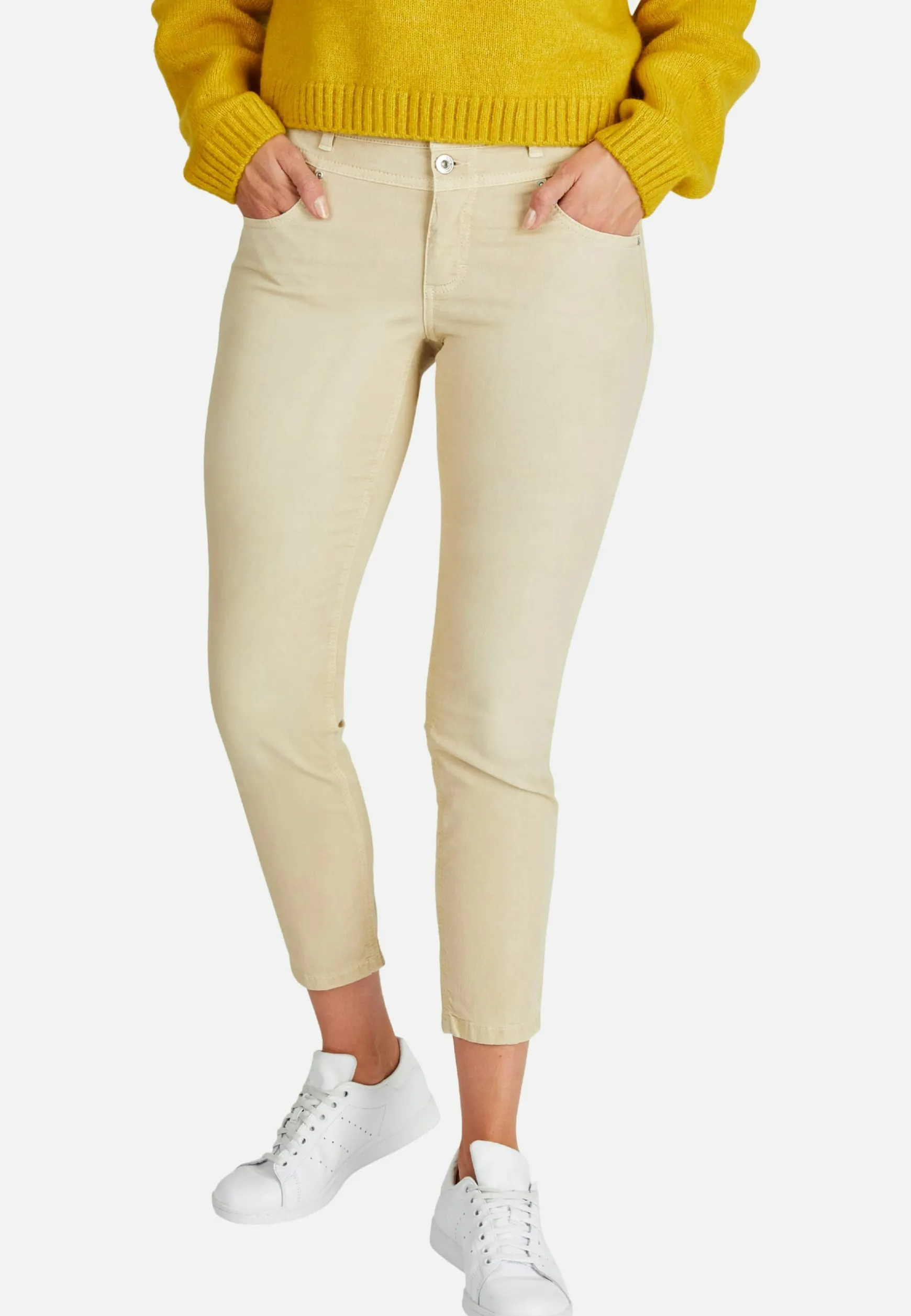 Jeans Ornella Button mit unifarbenem Stoff
