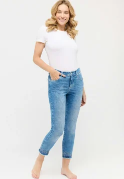 Jeans Ornella Fringe mit Used-Waschung