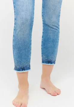 Jeans Ornella Fringe mit Used-Waschung