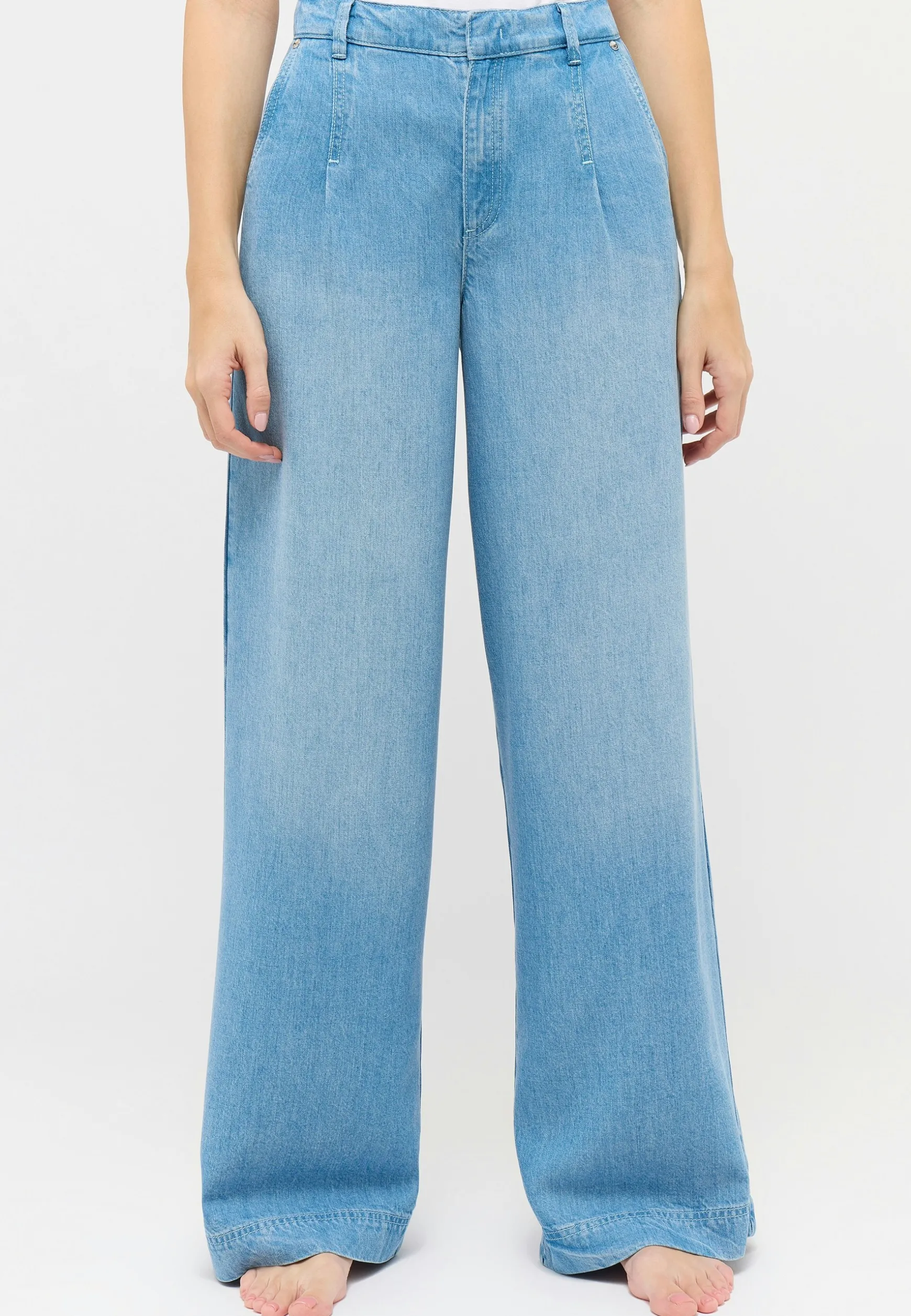 Jeans Palazzo mit Used-Waschung