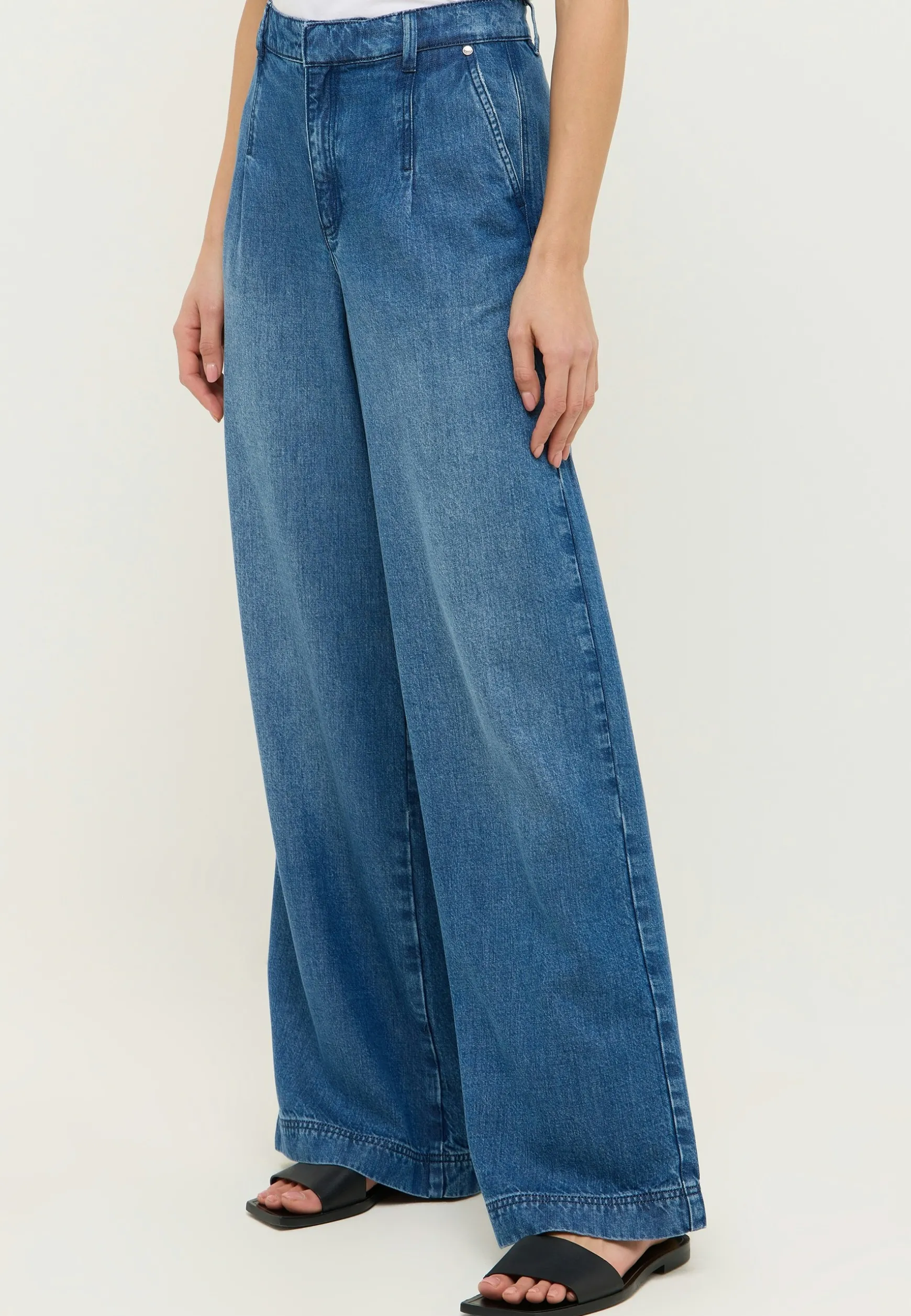 Jeans Palazzo mit Used-Waschung