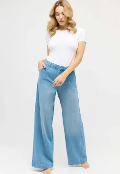 Jeans Palazzo mit Used-Waschung