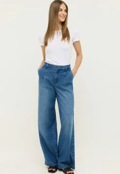 Jeans Palazzo mit Used-Waschung