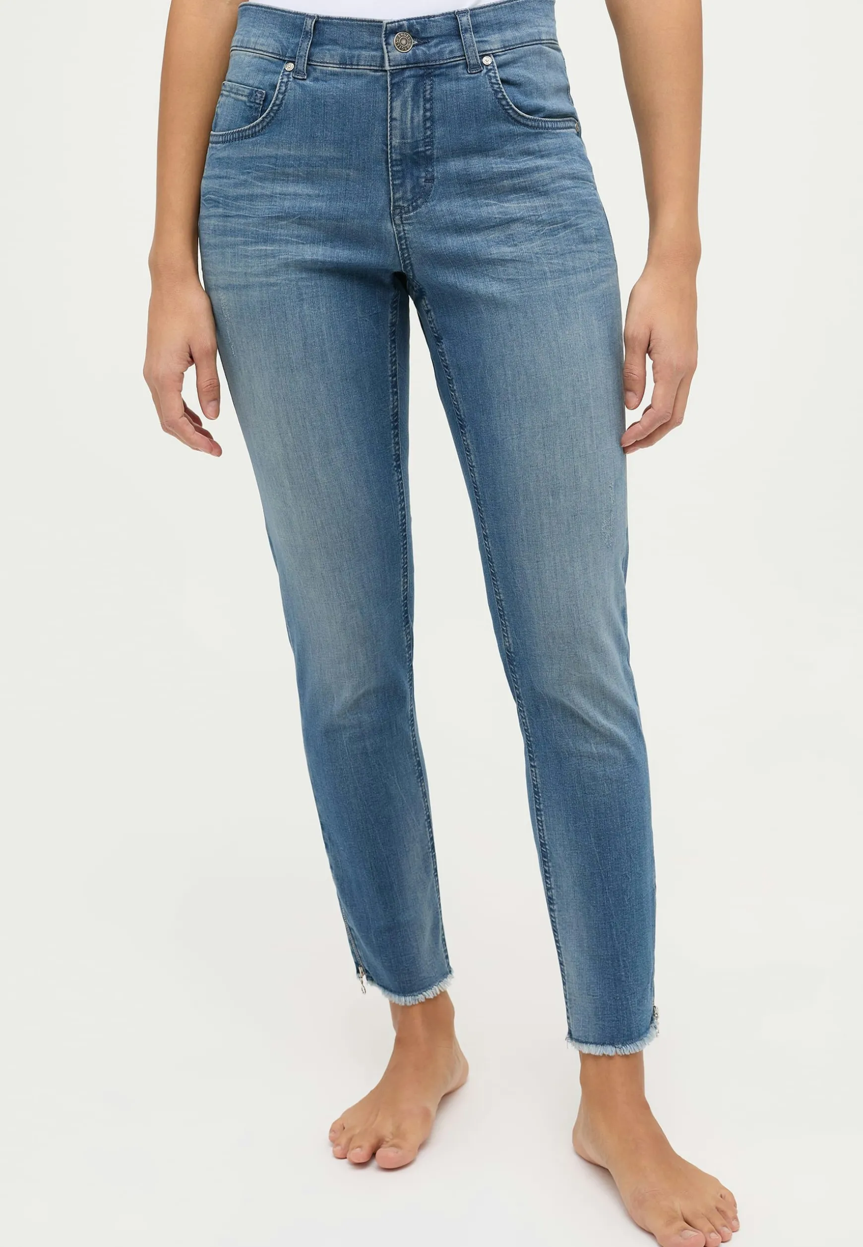 Jeans Skinny Ankle Zip Fringe