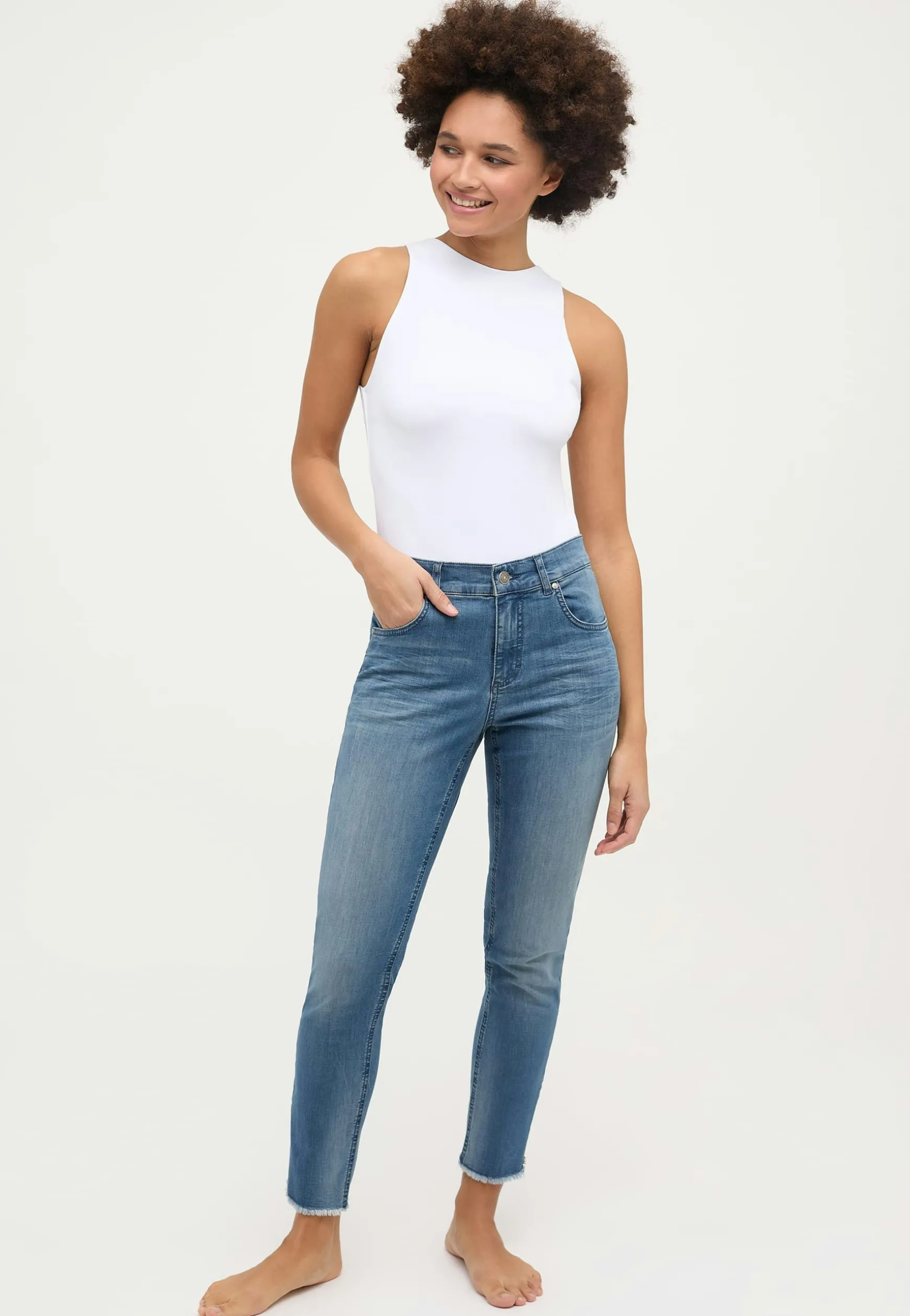 Jeans Skinny Ankle Zip Fringe