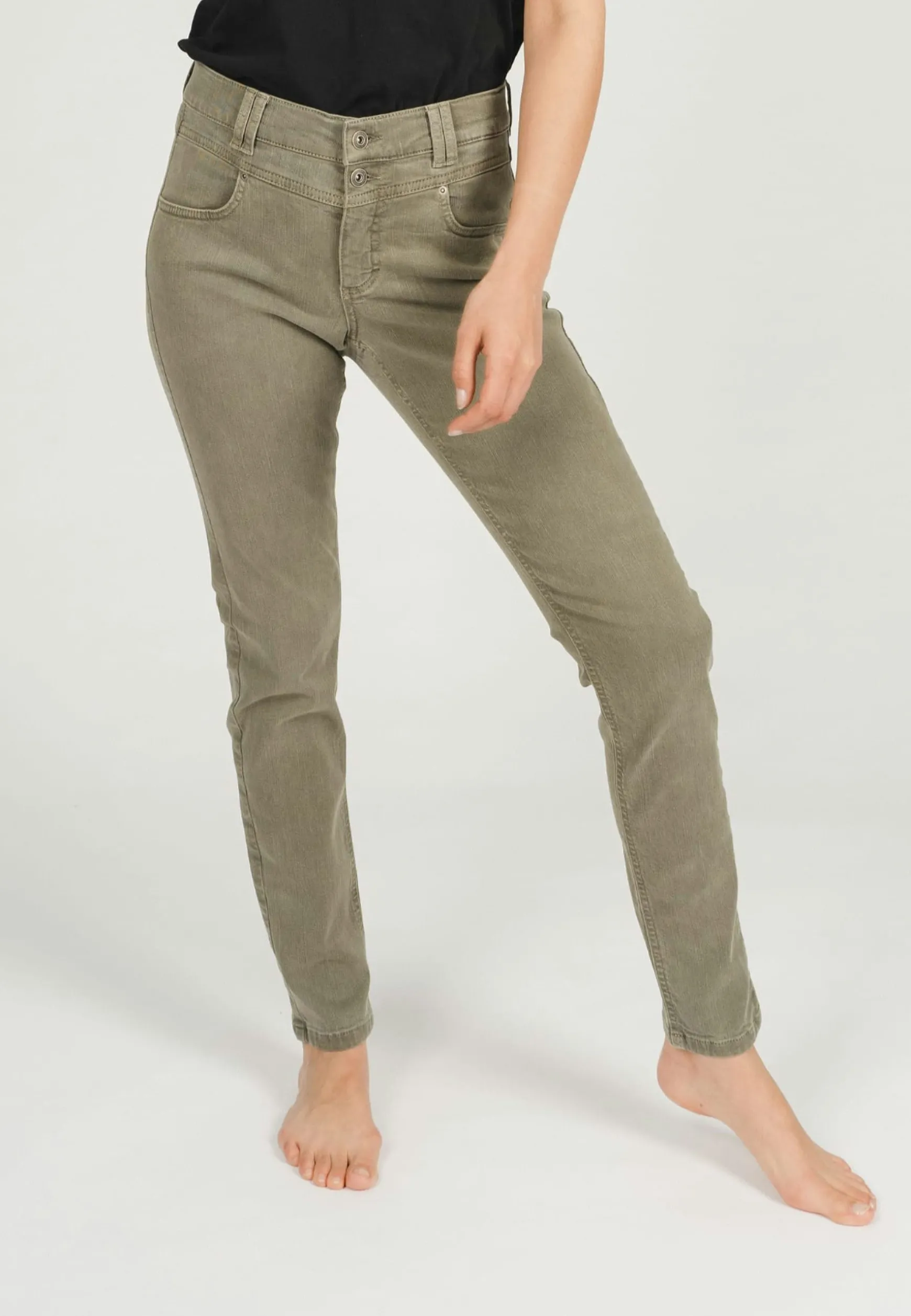 Jeans Skinny Button mit Coloured Denim
