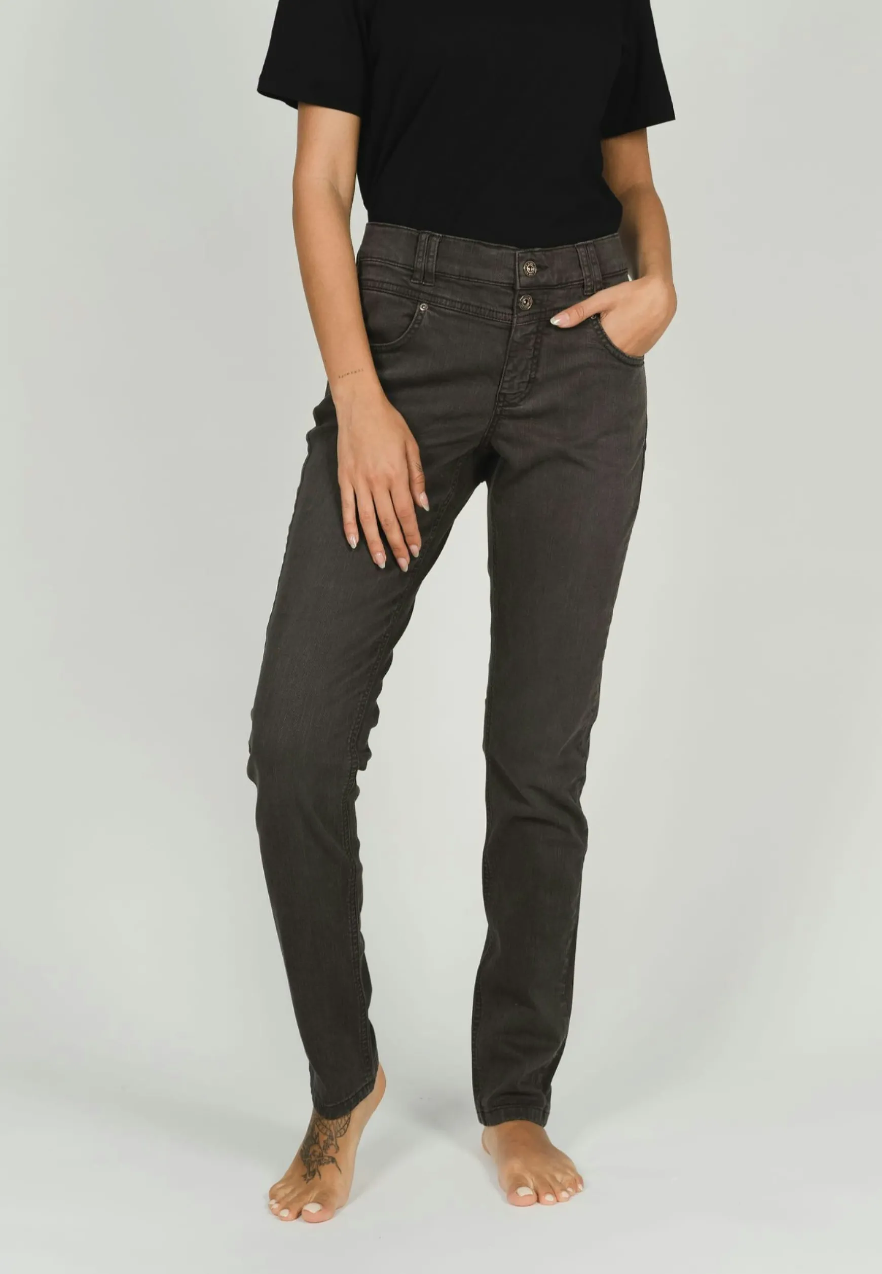 Jeans Skinny Button mit Coloured Denim