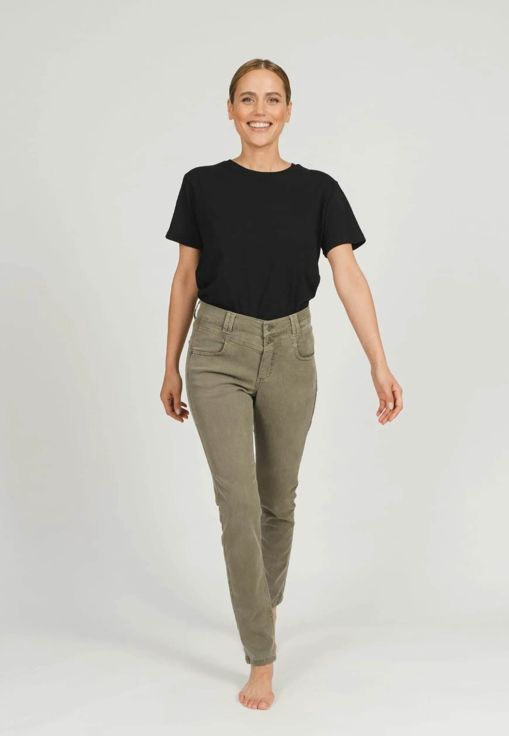 Jeans Skinny Button mit Coloured Denim