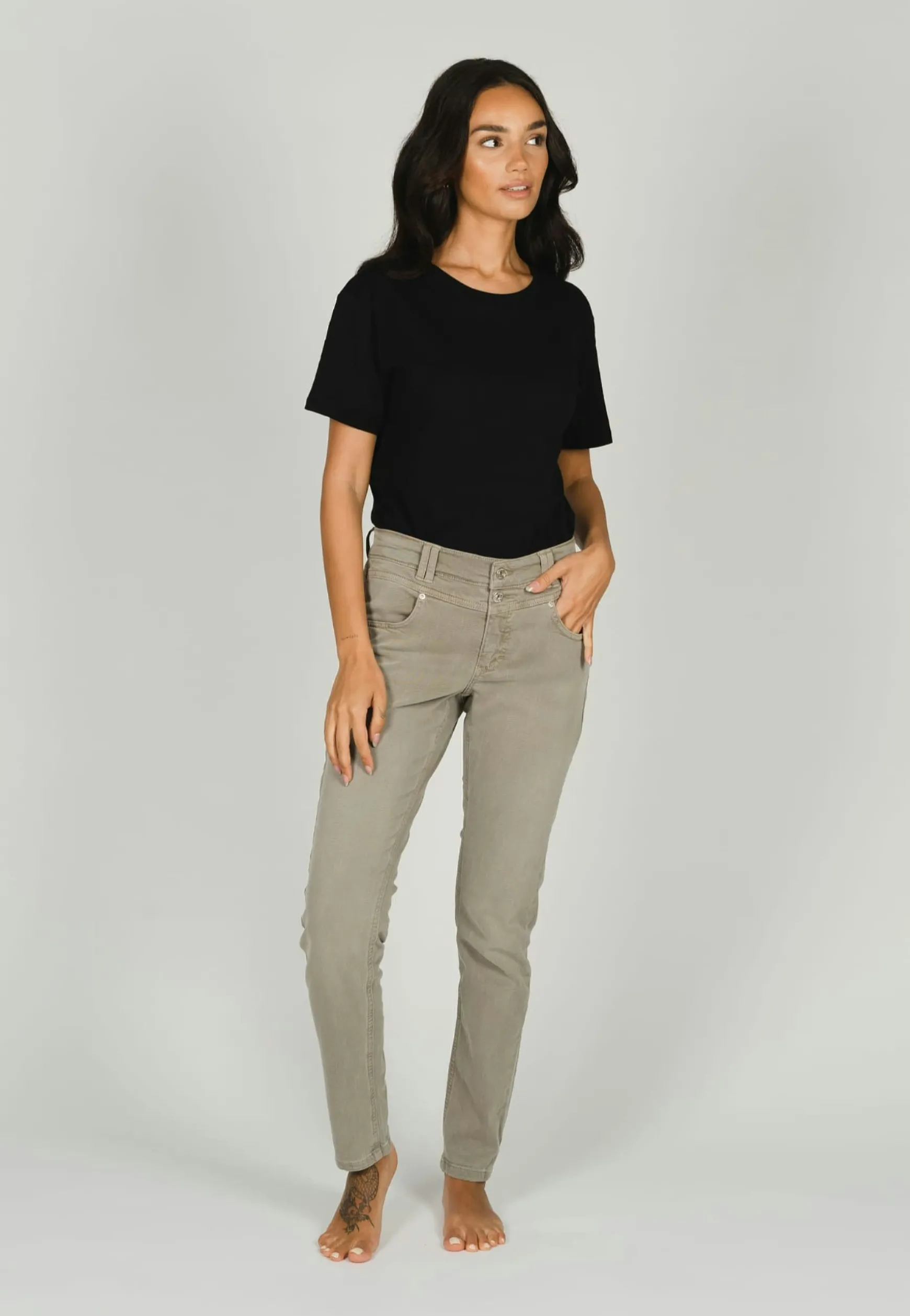 Jeans Skinny Button mit Coloured Denim