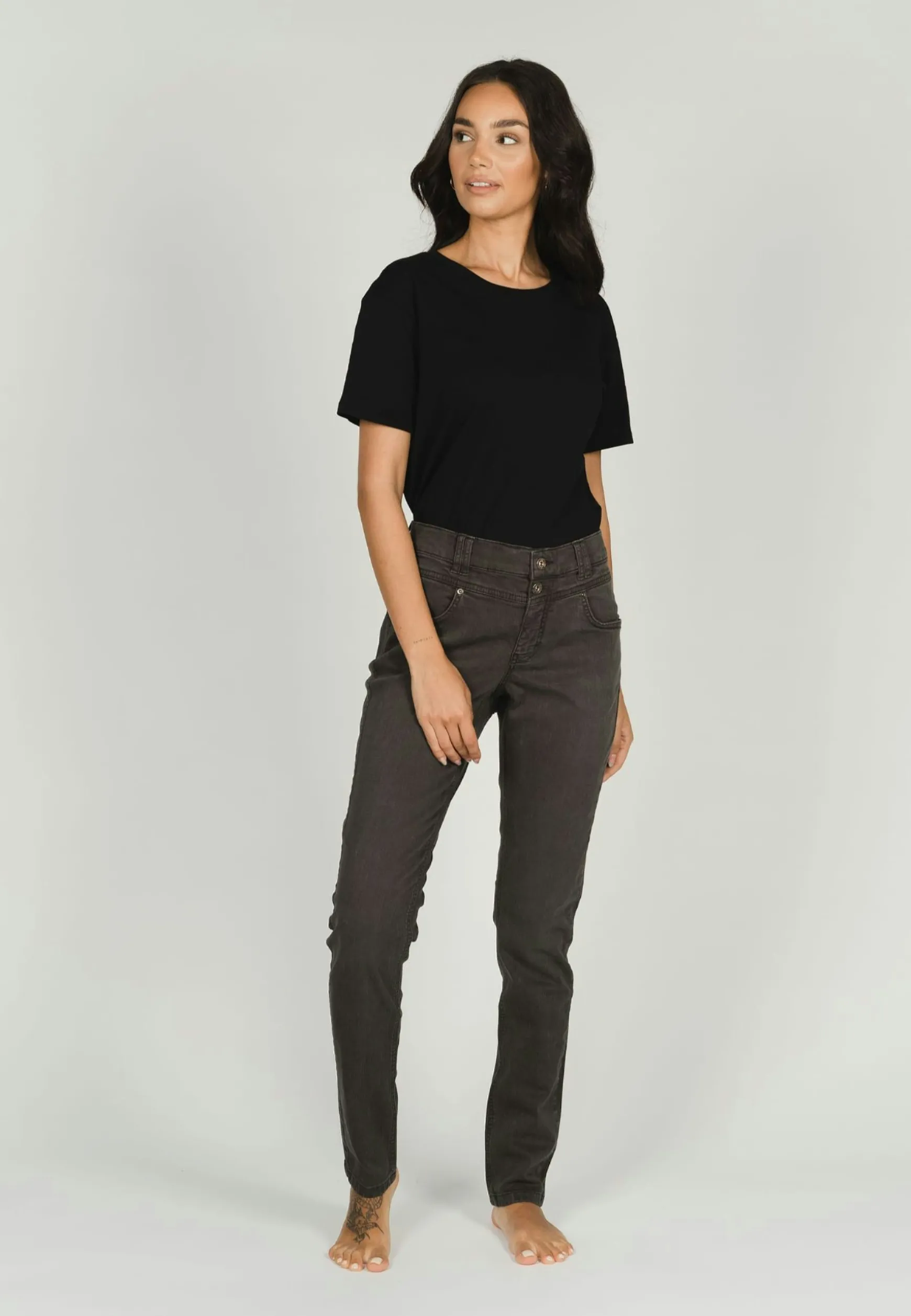 Jeans Skinny Button mit Coloured Denim