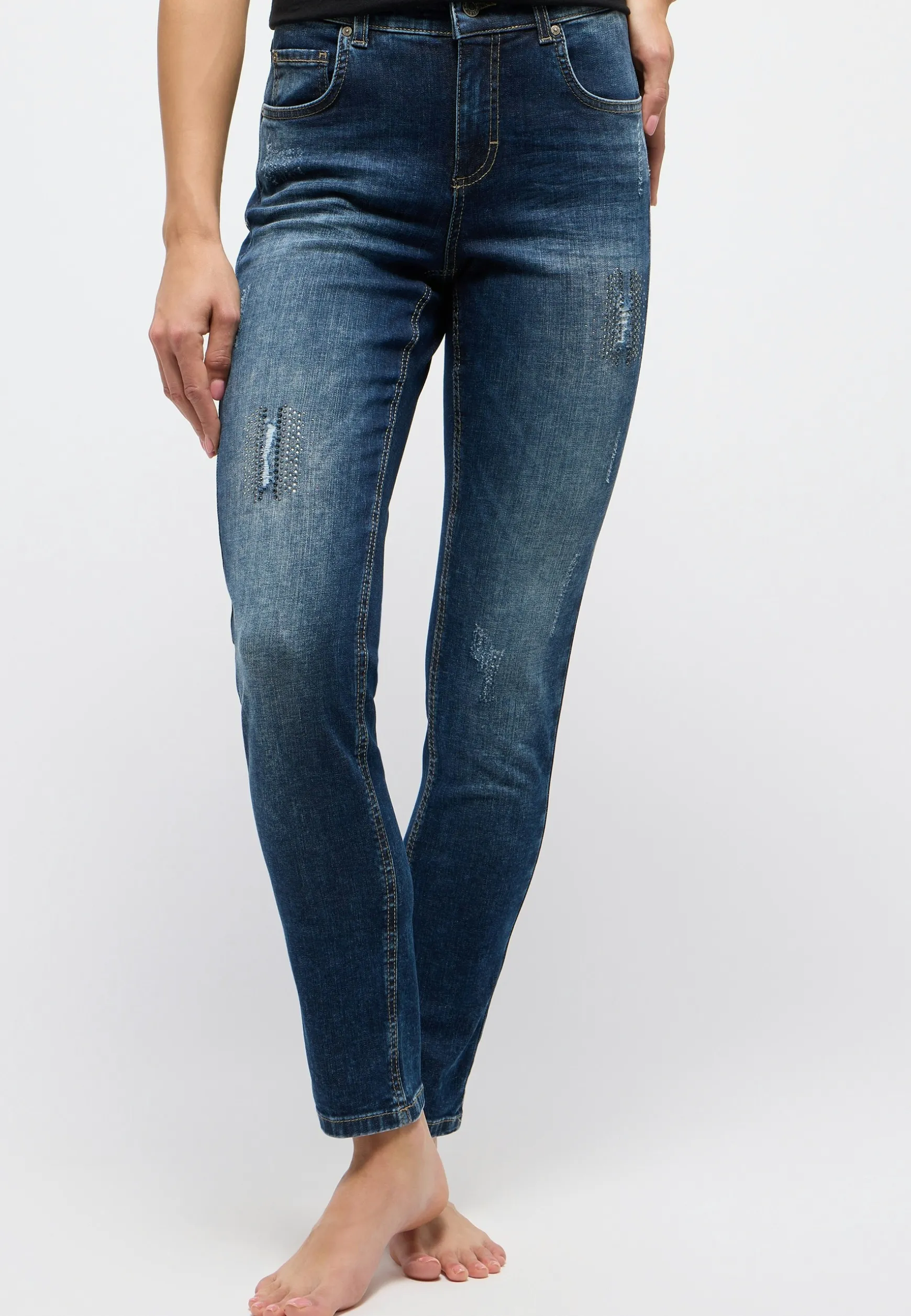 Jeans Skinny Destroy Glam mit Ziersteinen
