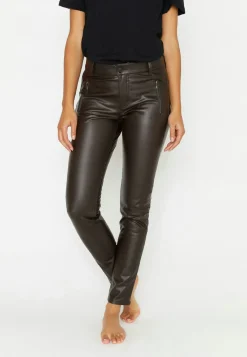 Lederimitathose Skinny Pocket Zip in Uni-Design