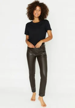 Lederimitathose Skinny Pocket Zip in Uni-Design