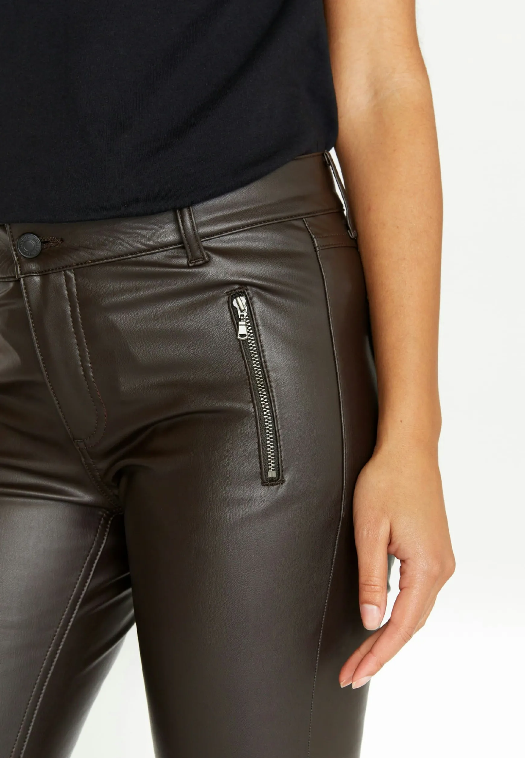 Lederimitathose Skinny Pocket Zip in Uni-Design