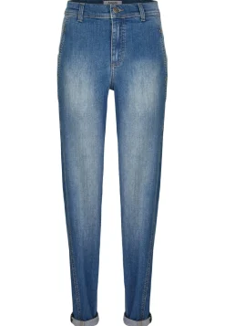 Mom-Jeans Alma Crop mit Logo-Applikation