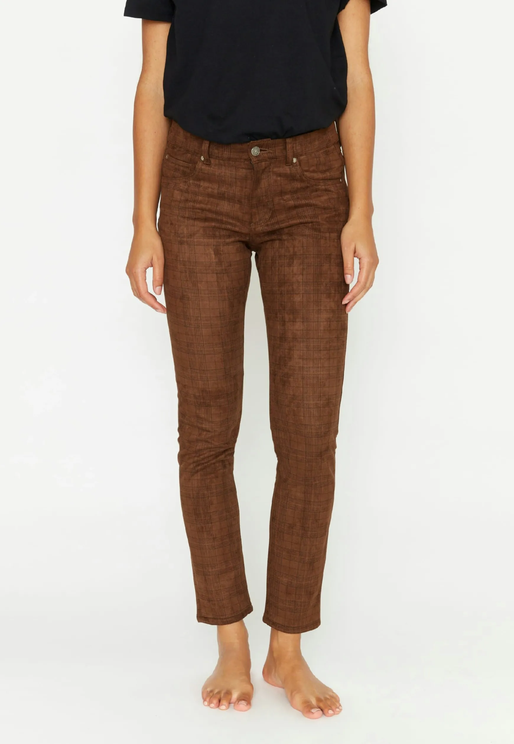 Skinny-fit-Jeans Skinny mit kariertem Allover-Muster