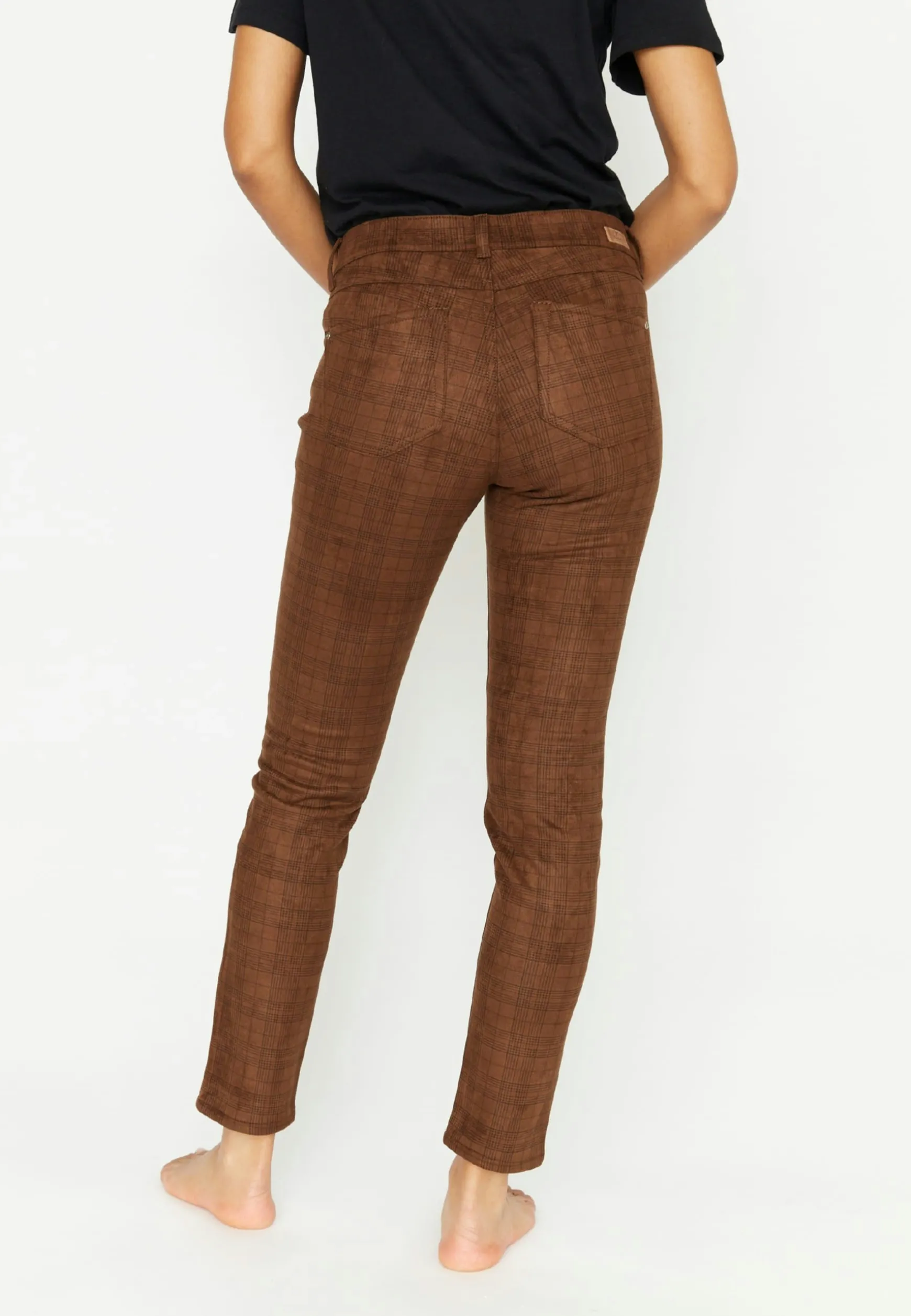 Skinny-fit-Jeans Skinny mit kariertem Allover-Muster